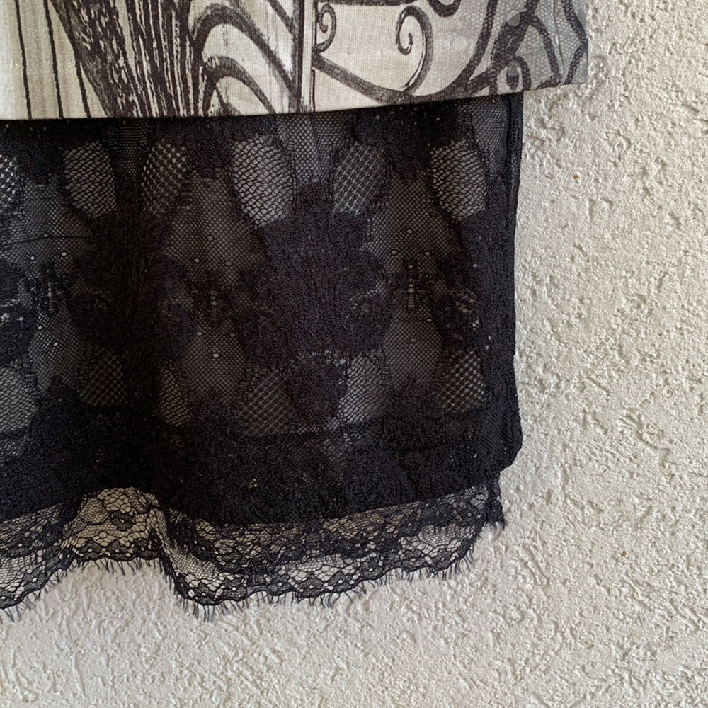 Save The Queen Black and grey illusion print dress with black jewel accents - Picture 7 of 13